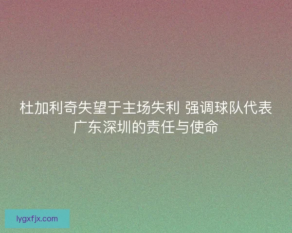 杜加利奇失望于主场失利 强调球队代表广东深圳的责任与使命